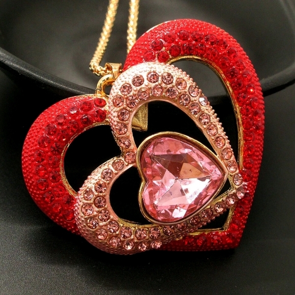 Betsey Johnson Jewelry - Betsey Johnson Red and Pink Heart Necklace